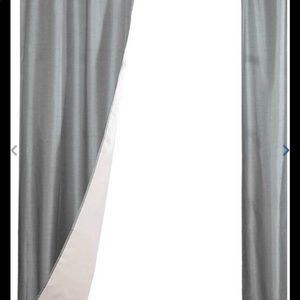 Silver Faux Silk Blackout Curtain Panels Drapes